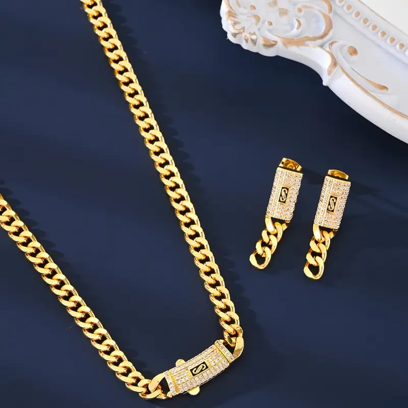 Fashionable Zirconia Earrings, Necklace, Ring, Bracelet Set for Ladies