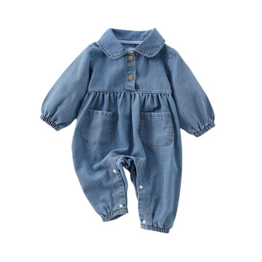 Cute Lapel Denim Rompers Jumpsuit