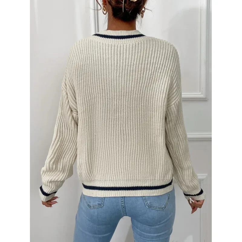 Winter Women's Clothes Cable Knit V Neck Sweaters