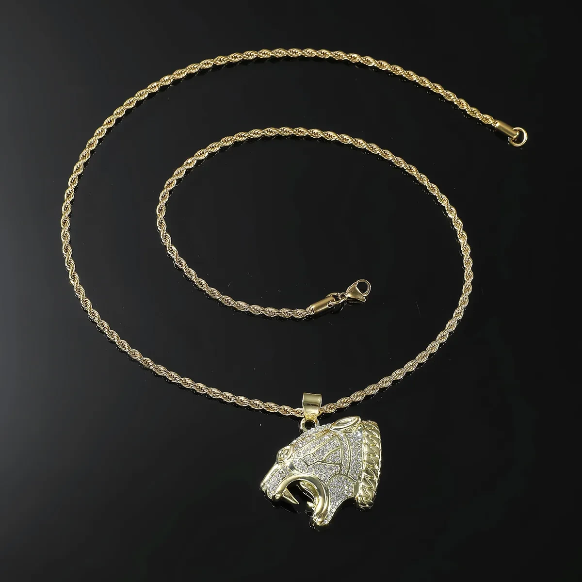 Leopard Head Pendant Necklace Men's Necklace