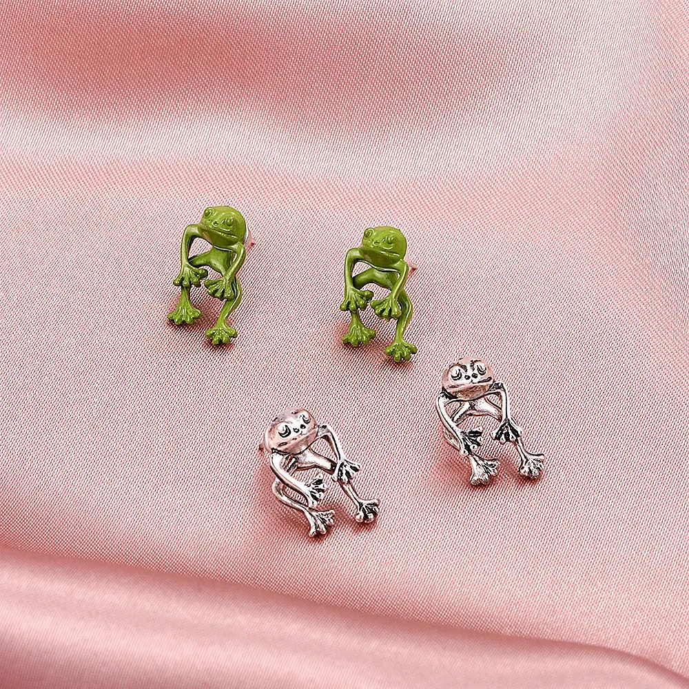 Vintage Simple Metal Frog Earrings Make Old Fashion
