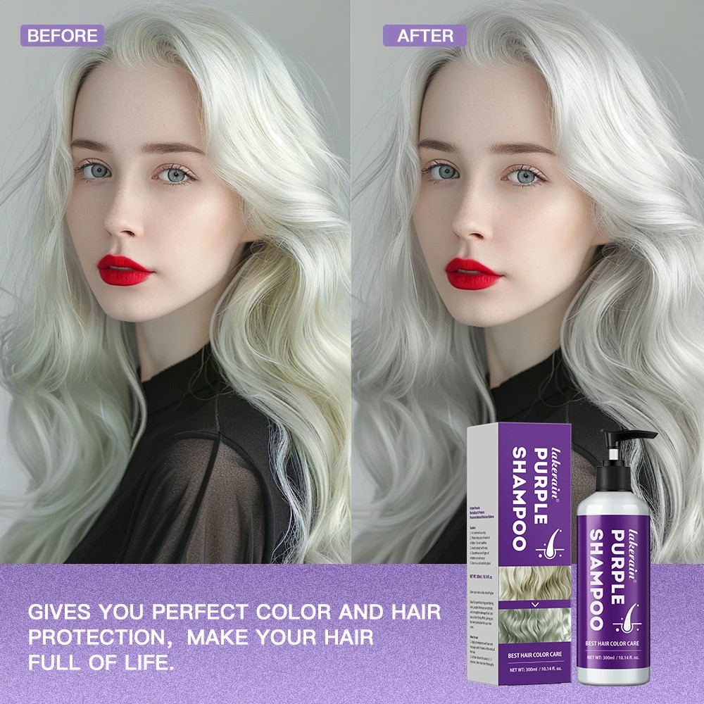 300ml Purple Shampoo for Blonde Hair Yellow Tone Remover and Color Lock for Silver, Gray, and Bleached Hair