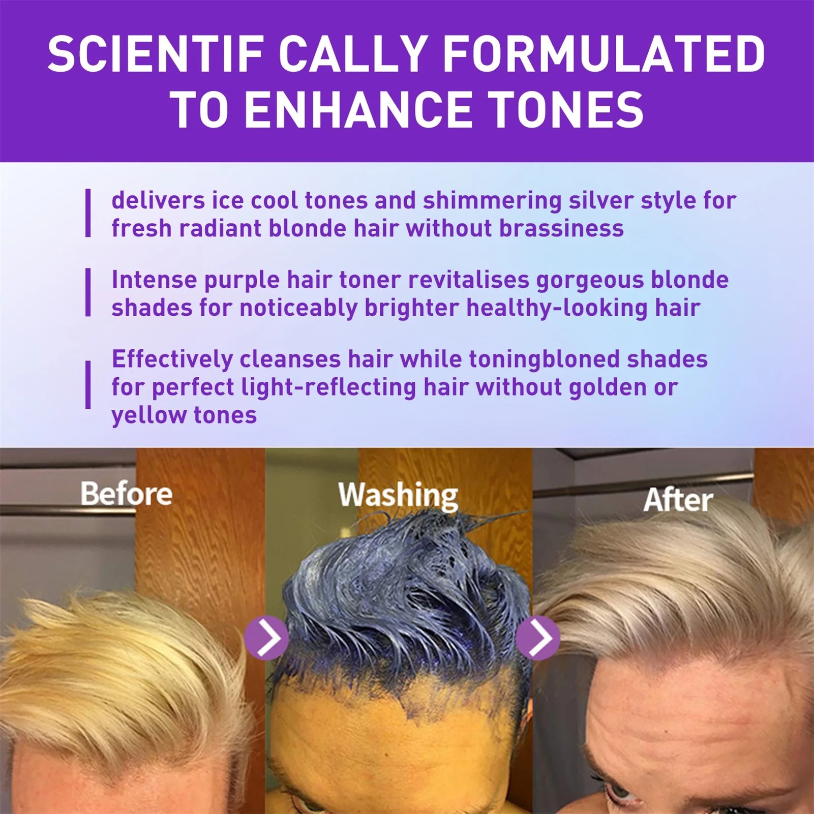 Color Fixing Shampoo for Fading Yellow  After Bleaching Care and Grey Hair Color Lock