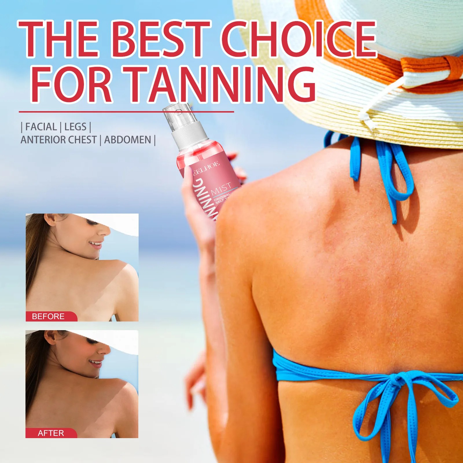 Strawberries Body Quick Tanning Spray  Sunless Summer Tan Bronzer Lotion, 100ml