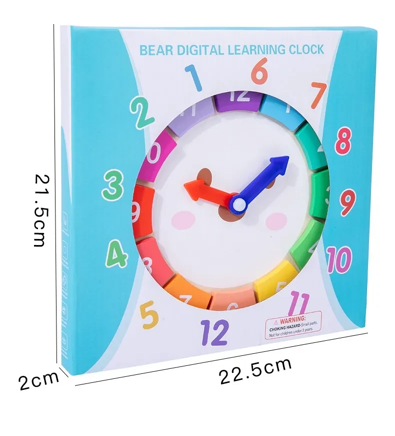 Children's Wooden Toy Cognitive Bear Clock