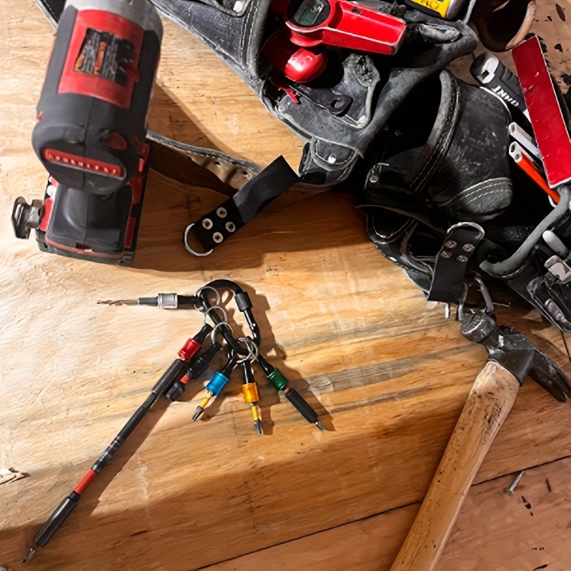 6pcs/Set 1/4" Hexagonal Shank Screwdriver Head Holder Extension Rod Key Chain Adapter Drill Bit Hand-held Drill Bit Holder For Electric Screwdrivers