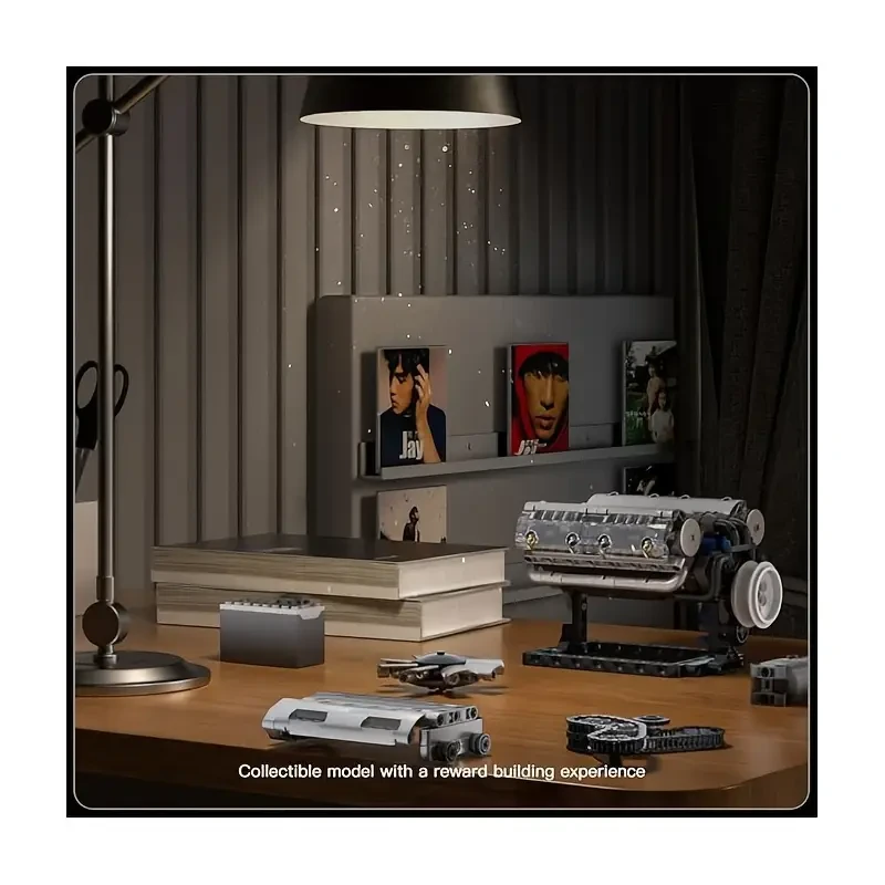 Mold King V-8 Engine Construction Blocks V8 Motor Model Toy V8 Engine Building Set Creative STEM Toy Engine Kit Ideal for Adults