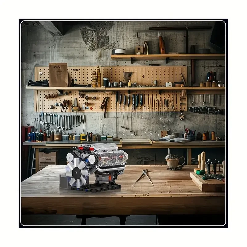 Mold King V-8 Engine Construction Blocks V8 Motor Model Toy V8 Engine Building Set Creative STEM Toy Engine Kit Ideal for Adults