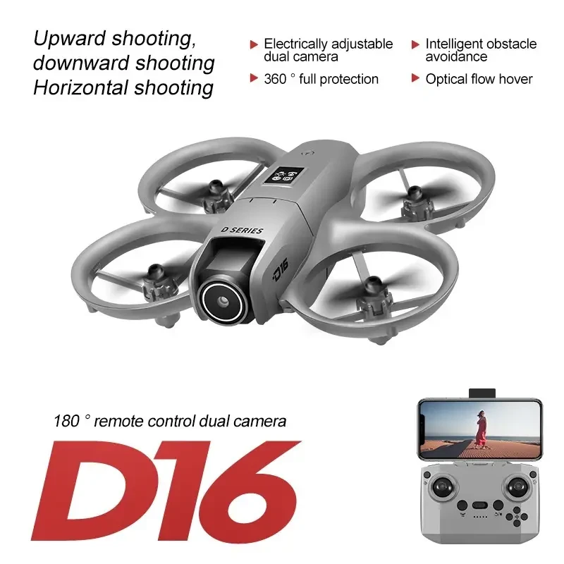 D16 Drone with Dual HD Camera, Propeller Safety Design, 360 Full Protection