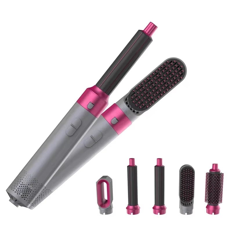 Silkspin 5-in-1 Styling Master: Low Noise Hot Air Brush for Perfect Curls, Waves & Straight Style