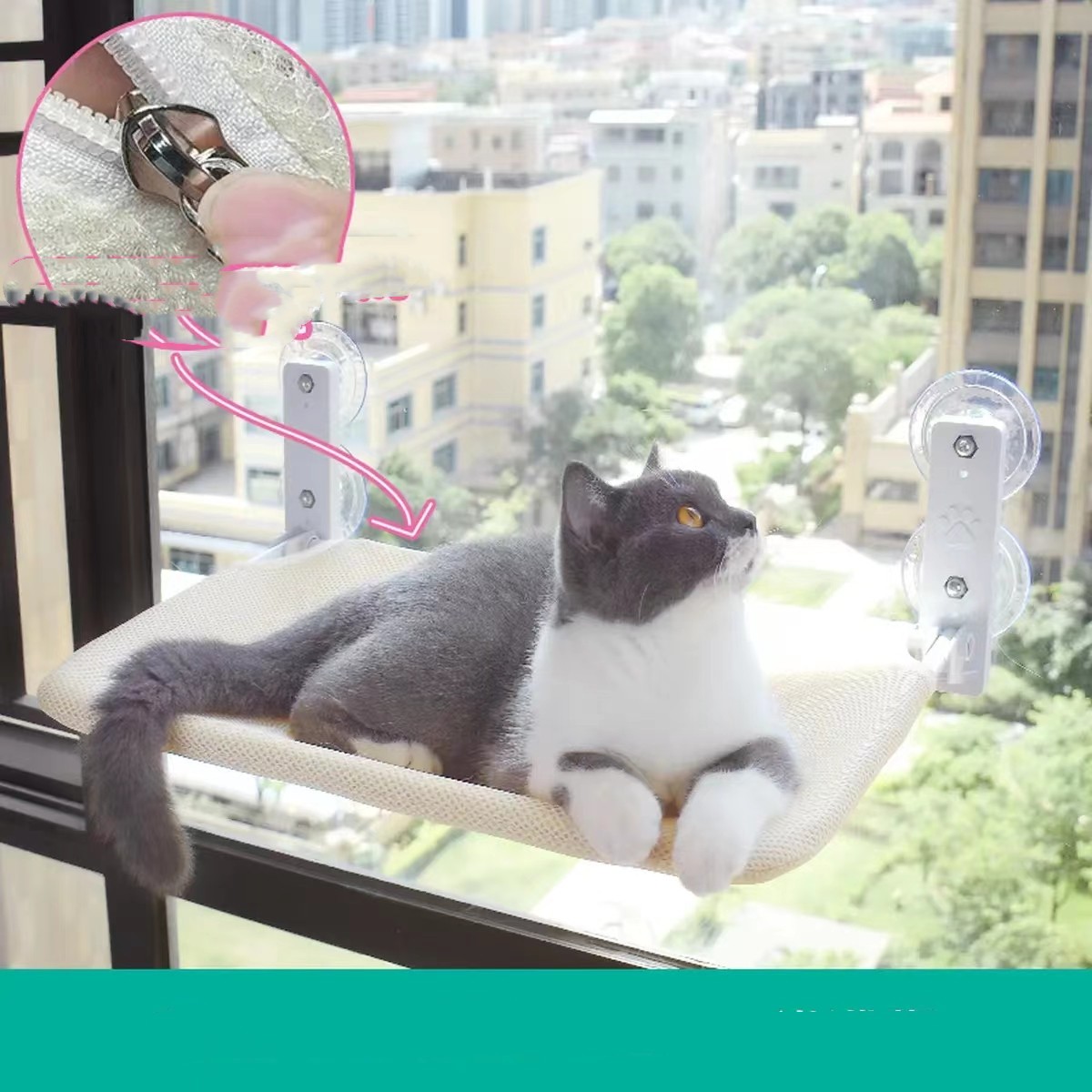 Foldable Cat Window Hammock with Strong Suction Cups