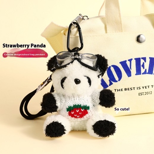 Cute Plush Strawberry Bear Doll Keychain Pendant