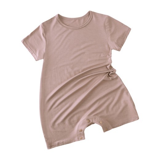 Modal Baby Short Sleeve Solid Color Jumpsuit