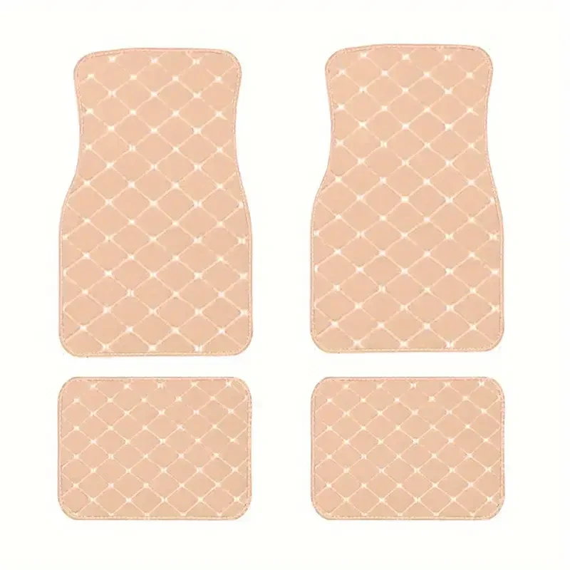 4pcs Premium Leather Car Floor Mats - Universal Fit, Waterproof & Anti-Slip