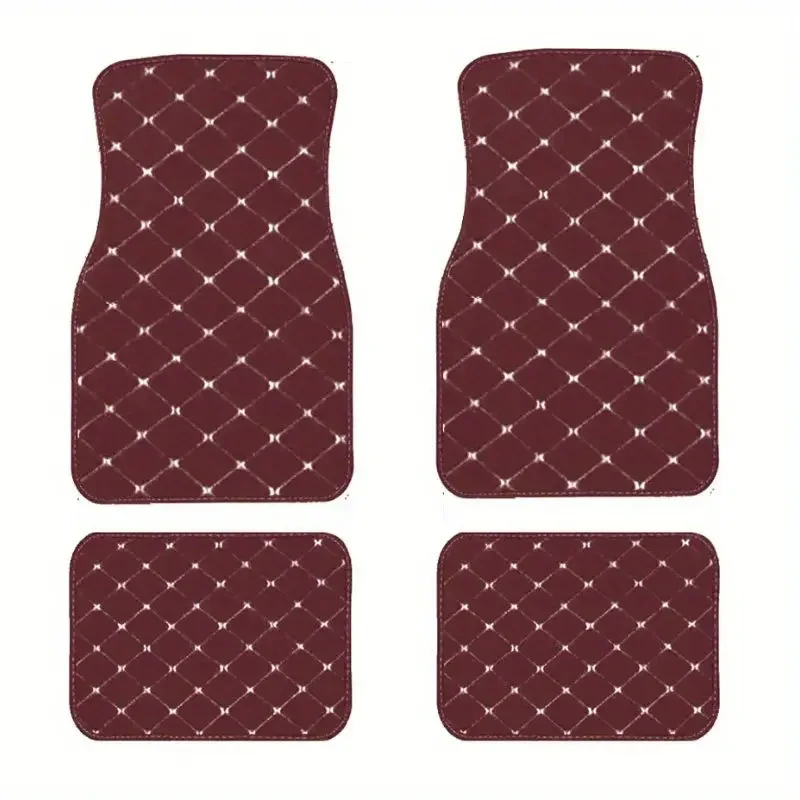 4pcs Premium Leather Car Floor Mats - Universal Fit, Waterproof & Anti-Slip