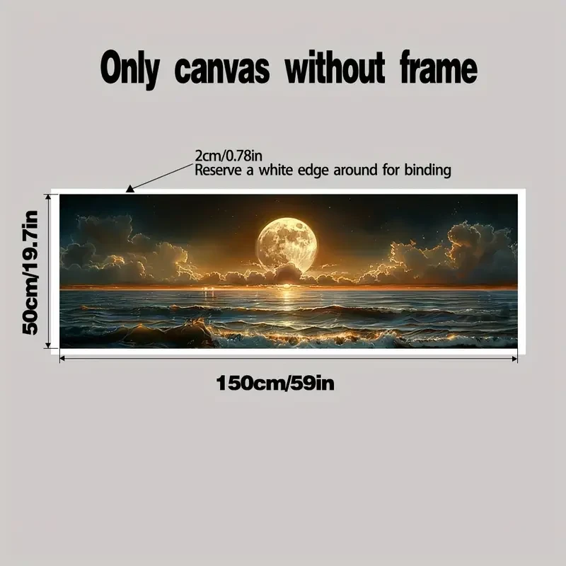 Classic Retro Farmhouse Style Moonlit Sea Landscape Canvas Poster Art Print