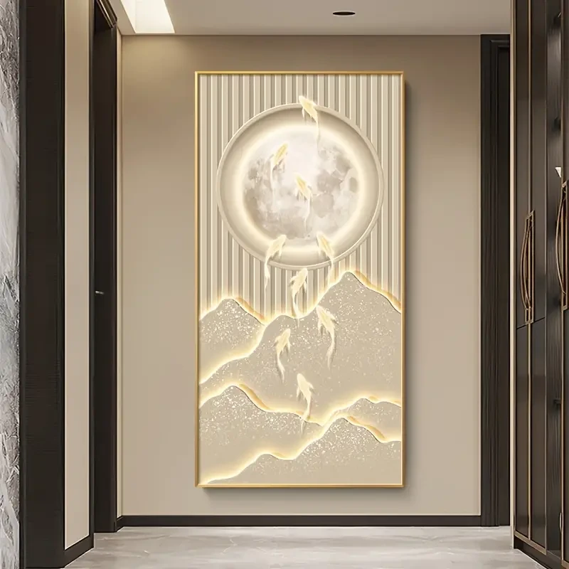 Viscose Contemporary Nine Koi Fish Print