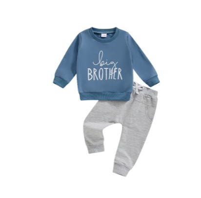 Casual Boy Letter Printed Crew Neck Sweatshirt Trousers Suit