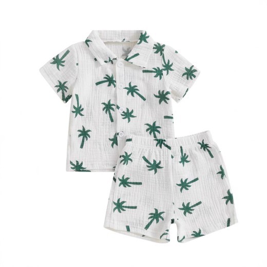 Baby Boy Beach Series Short Sleeve Blouse And Pants