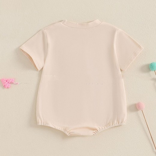 Baby Girl Bow Towel Embroidery Short Sleeve Triangle Rompers