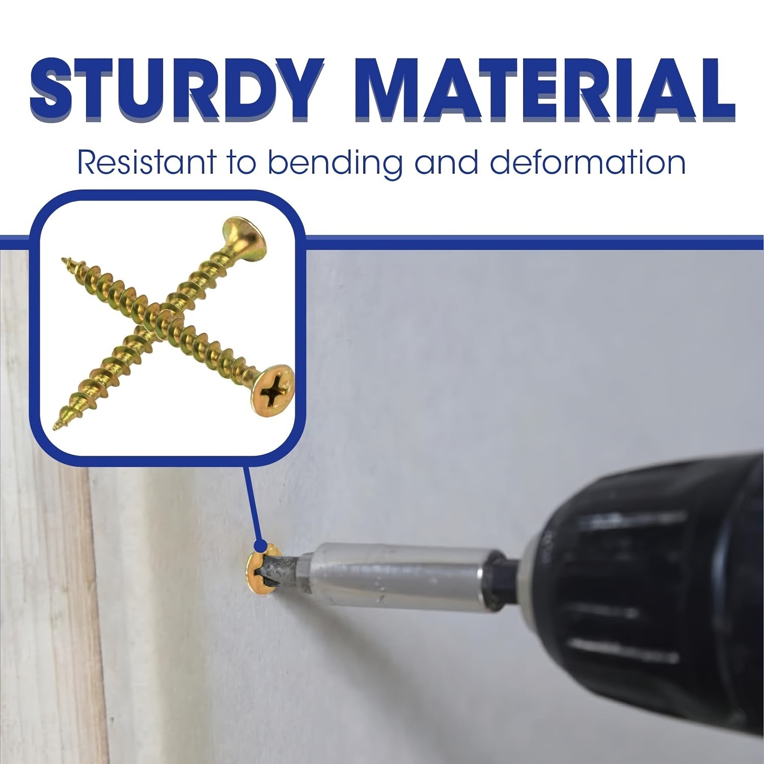 Wood Interior Construction Screw Coarse Thread Phillips Drive Bugle Head Yellow Zinc Drywall Screw Assortment Kit, 465 Pieces