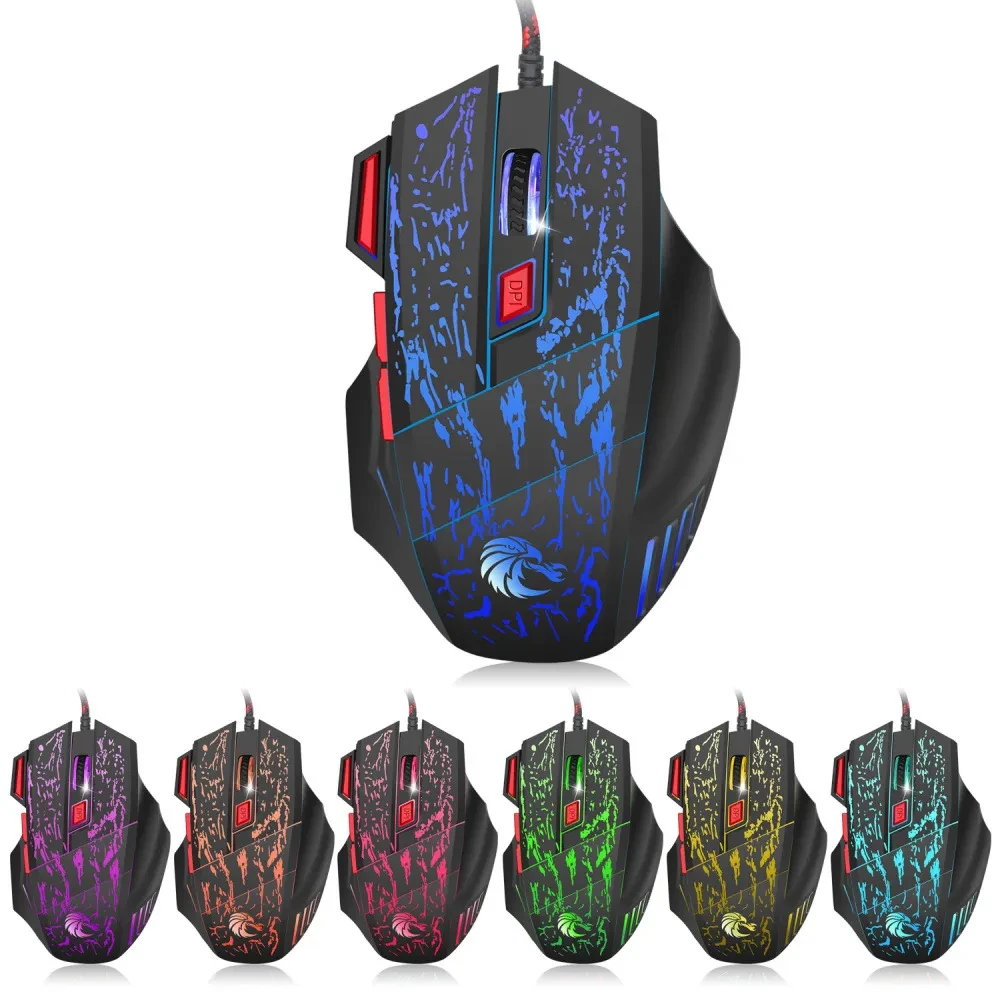 Water Crack Colorful Luminous Game Mouse Wired Mouse
