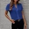 Women's Short-sleeved V-neck Shirt Summer Casual Solid Color Shirt