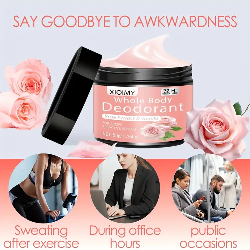 XIOIMY Rose Scented Deodorant Cream, 2pcs