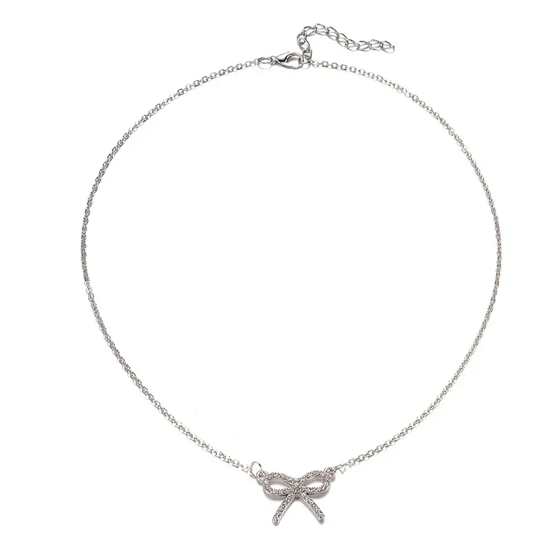 Simple Bowknot Pendant Women's Alloy Necklace