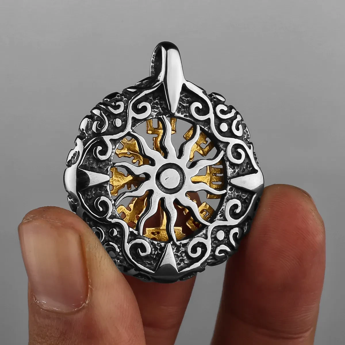 Titanium Steel Pendant Gold Compass Necklace