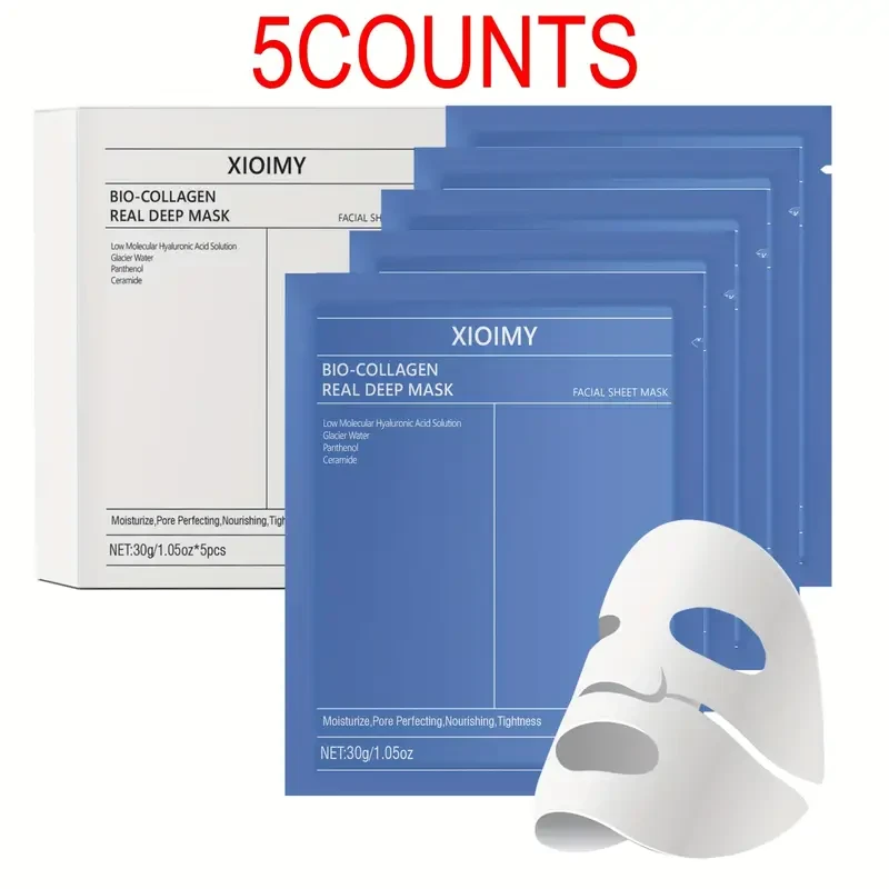 5pcs Biological Collagen Powerful Moisturizing Facial Mask