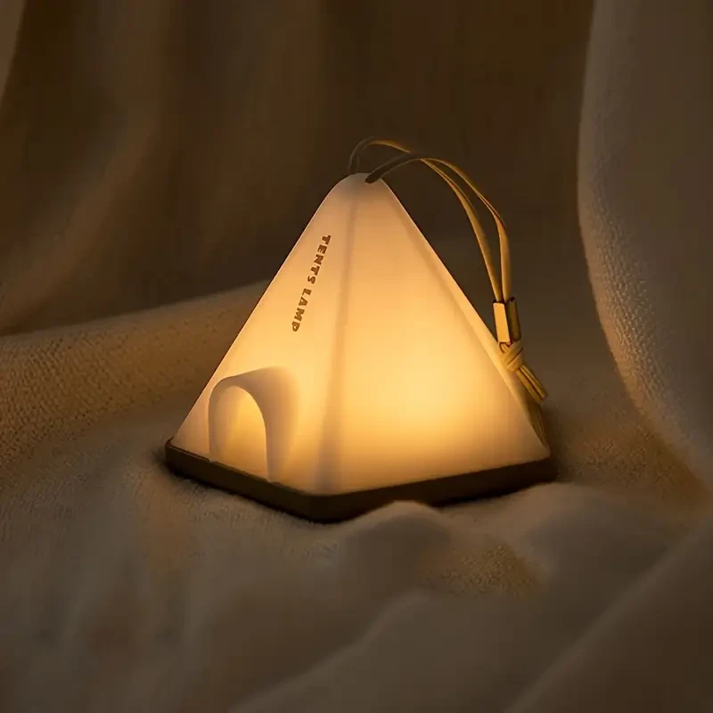 1pc Tent-Shaped LED Pendant Light  USB Rechargeable 1200mAh Lithium Battery, Multi-Mode Mood Lighting for Bedroom, Home, Office Decor, Desk & Scene Decoration