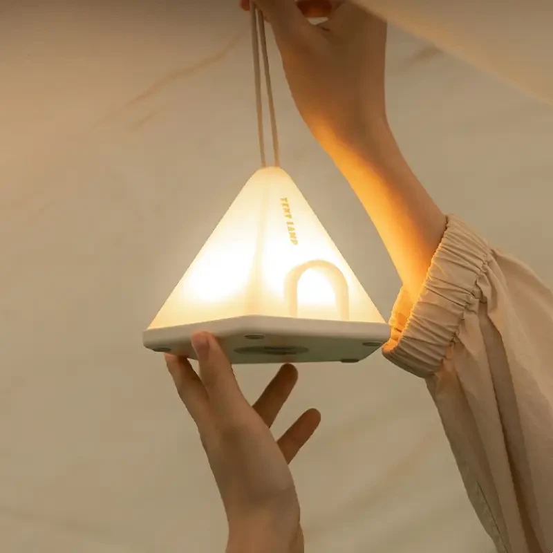 1pc Tent-Shaped LED Pendant Light  USB Rechargeable 1200mAh Lithium Battery, Multi-Mode Mood Lighting for Bedroom, Home, Office Decor, Desk & Scene Decoration
