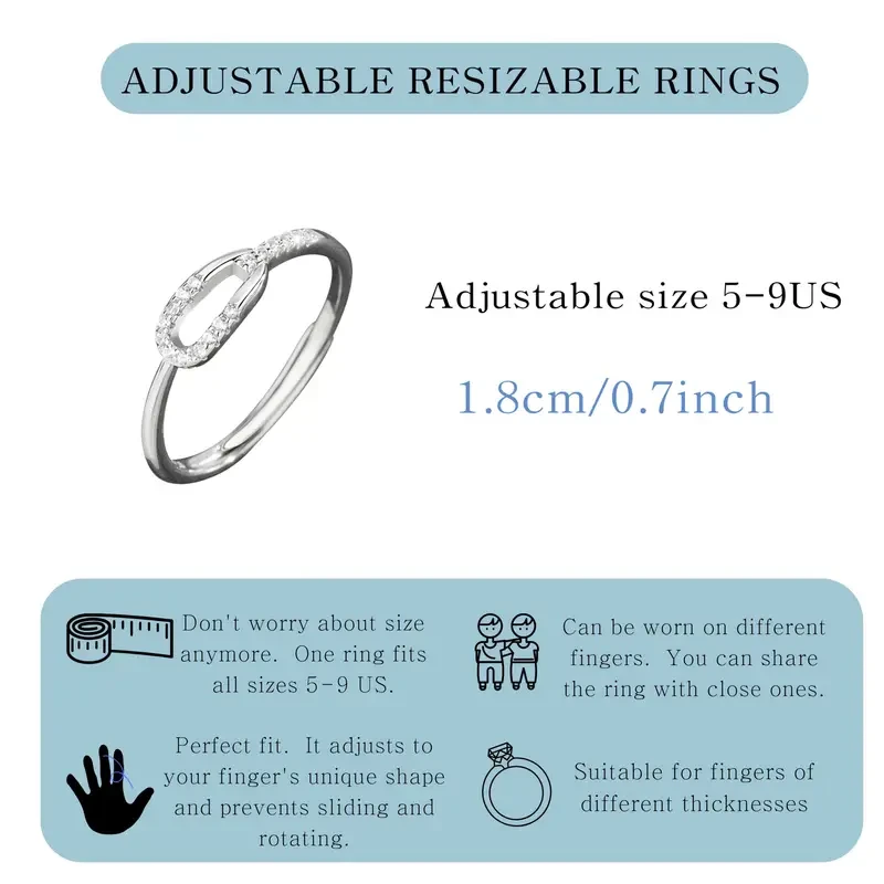 1pc S925 Silvery Ring  Minimalist and Fashionable Thin Loop Open Ring for Women, Adjustable Size, Suitable for Daily Wear