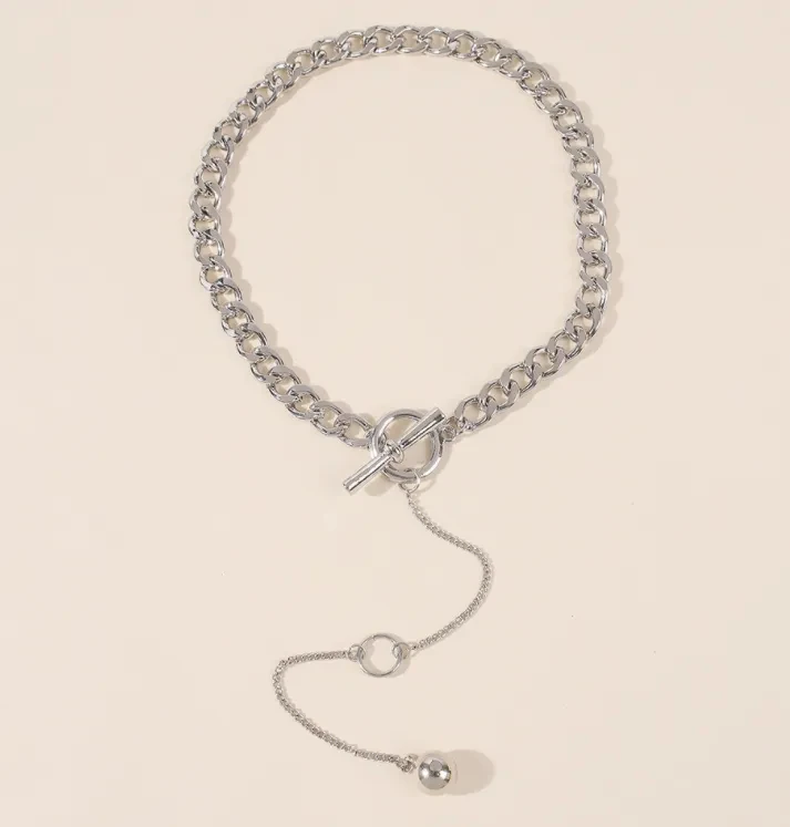 Gold long pendant necklace