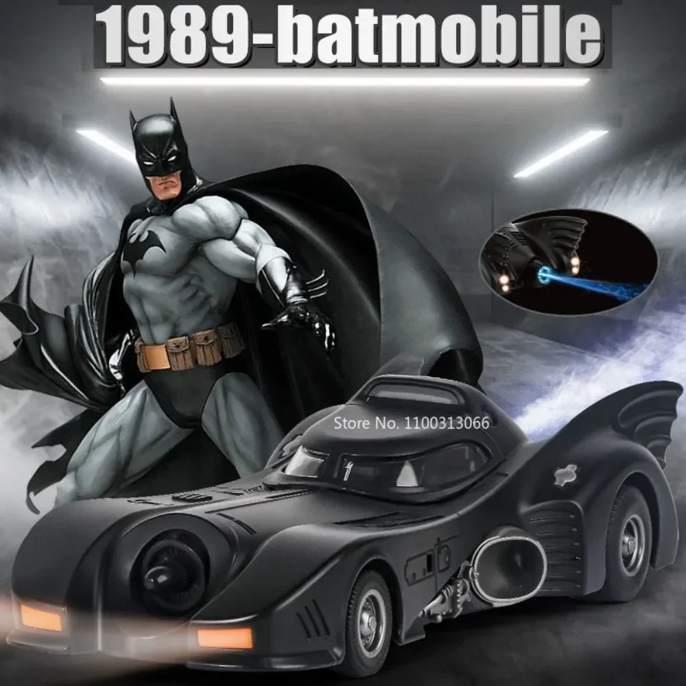 1/24 1989 Batmobile Alloy Car Model  Metal Diecast Simulation Vehicle with Light and Sound
