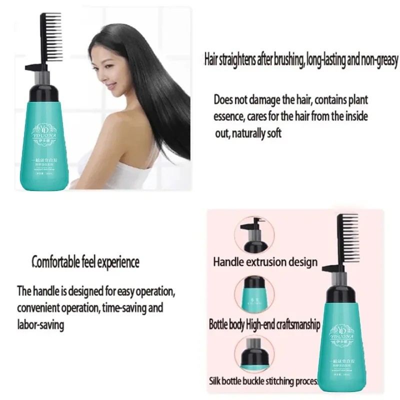 Hair Straightening Cream and Comb Set  Repair Hair Frizz, Beautiful Protein Smooth Care