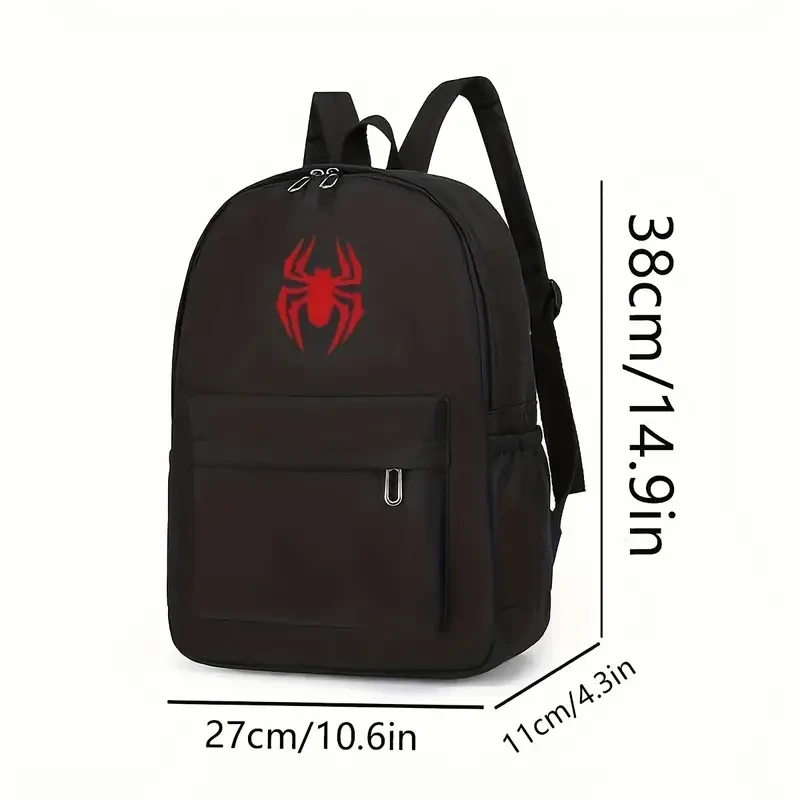 Stylish Red Spider Print Canvas Backpack - Lightweight & Durable School Travel Bag