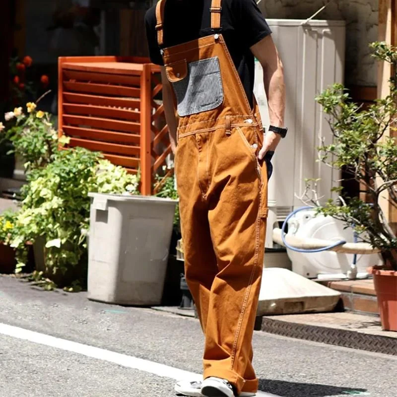 Men's casual vintage multi-pocket cargo overalls