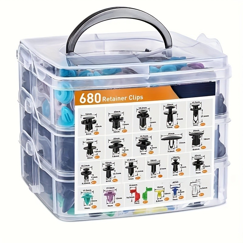 725pcs Auto Fastener Clips Kit  Car Body Push Retainer Pin Rivet Bumper Door Trim Panel Retainer Fasteners with Auto Removal Tool