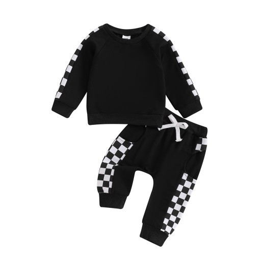 Checkerboard Printed Baby Suit Letters