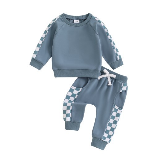 Checkerboard Printed Baby Suit Letters