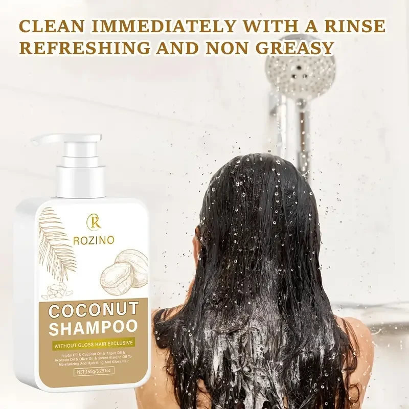 ROZINO white flat bottle coconut oil shampoo