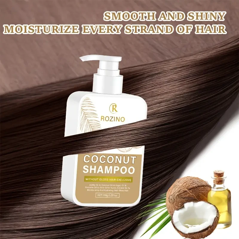 ROZINO white flat bottle coconut oil shampoo