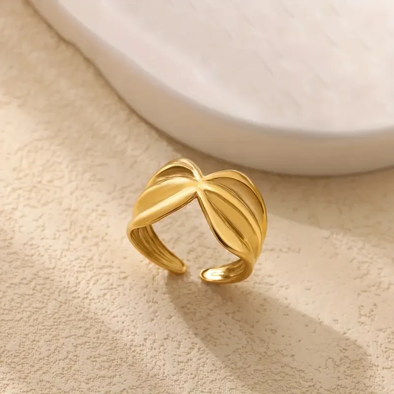1pc Elegant Bohemian Golden Stainless Steel Open Ring Perfect Gift for Women, Ideal for Daily Wear and Holiday Parties, Adjustable Size, Fashion Jewelry, Elegant Ring, Stainless Steel Ring