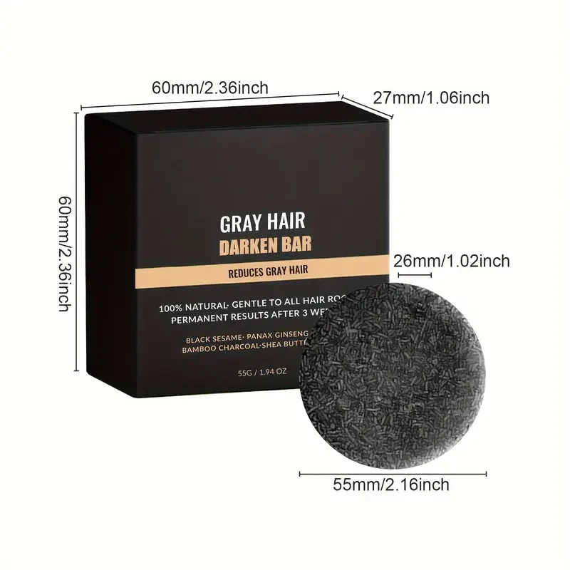 2-in-1 Darkening Hair & Beard Shampoo Bar with Rich Lather