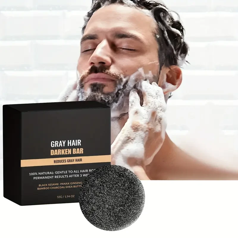 2-in-1 Darkening Hair & Beard Shampoo Bar with Rich Lather