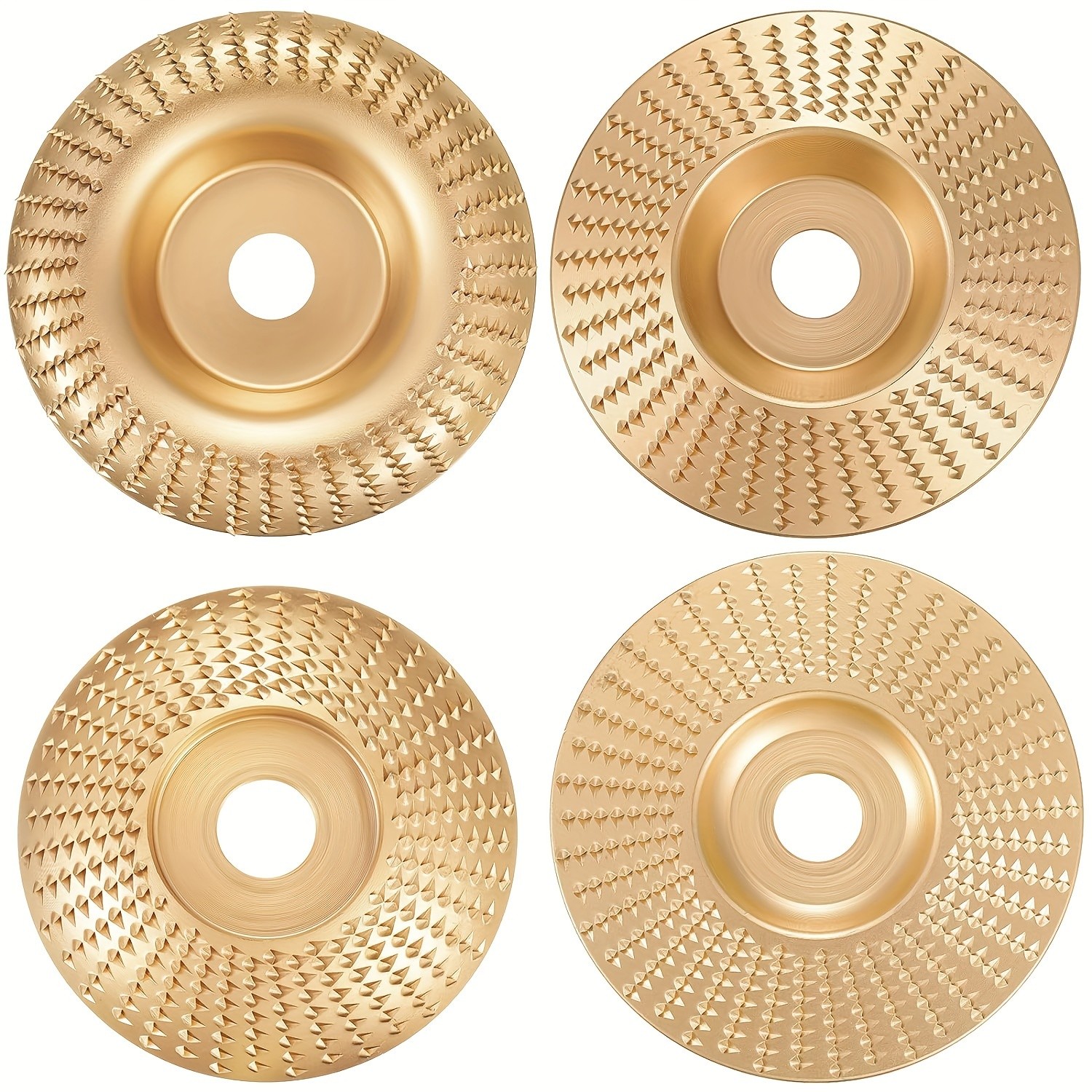 3pcs Wood Carving Disc Set  4-1/2 Inch Attachments with 5/8 Inch Arbor  Grinding Wheel for Grinding and Shaping  Golden