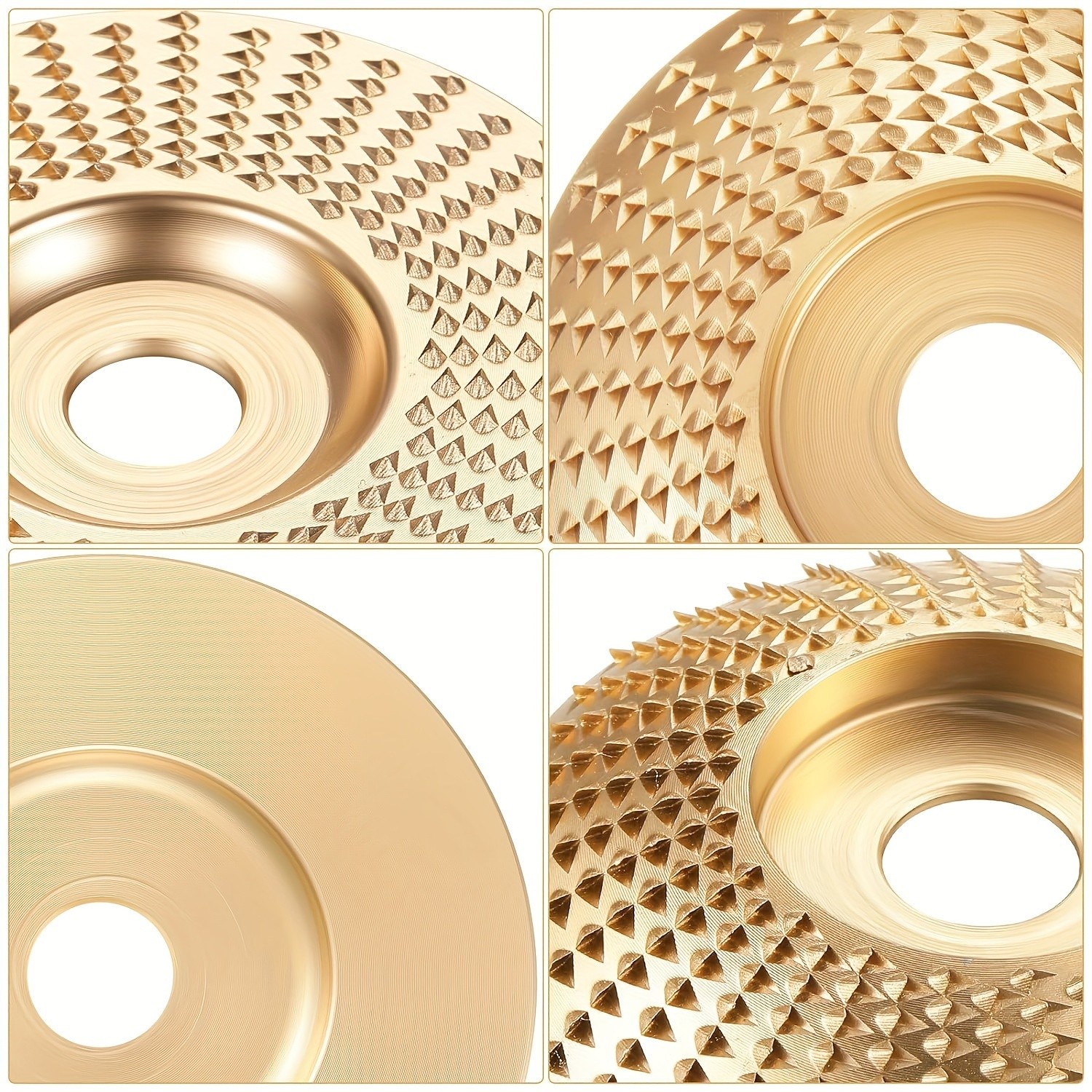 3pcs Wood Carving Disc Set  4-1/2 Inch Attachments with 5/8 Inch Arbor  Grinding Wheel for Grinding and Shaping  Golden