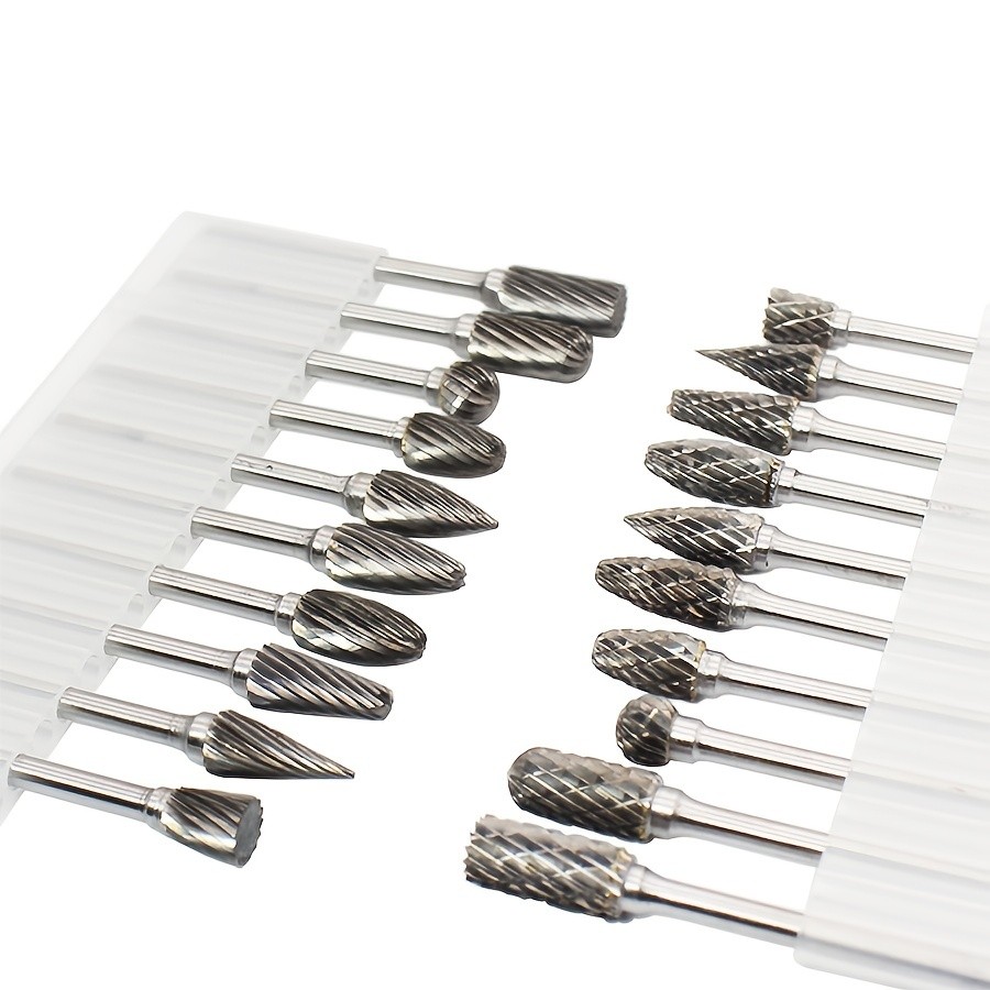 10pcs Double Cut Tungsten Carbide Grinding Bits Set Carbide Deburring Tungsten Steel Grinding Bits Compatible with Rotary Tools